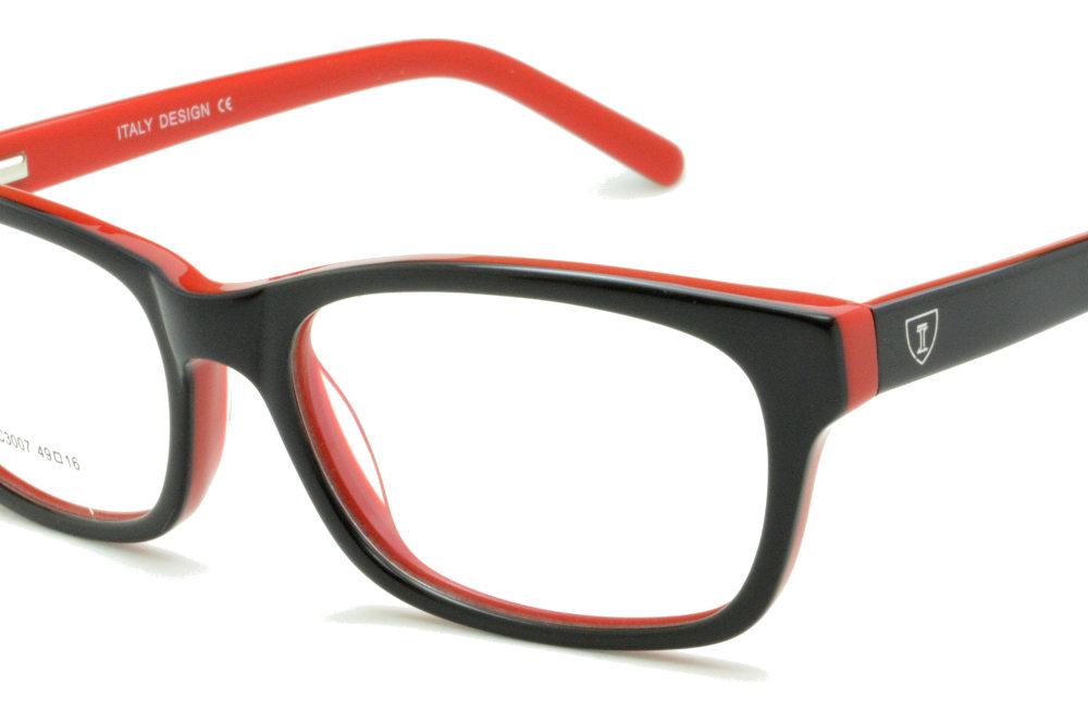 Óculos Ilusion BC3007 de grau quadrado preto e vermelho para criança