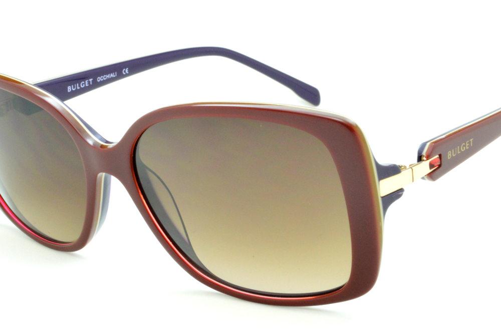 Óculos Bulget BG9061 acetato vermelho e roxo solar feminino