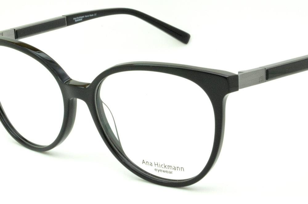 Óculos Ana Hickmann AH6230 armação preta e cinza redonda feminina