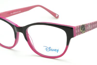 Óculos de grau infantil Disney Minnie em acetato preto e rosa pink para meninas