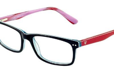Óculos de grau Ilusion acetato preto azulado e vermelho colorido feminino modelo Ana Hickmann HI 6015
