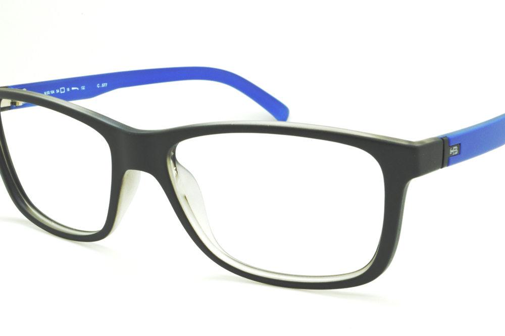 Óculos HB Black Matte Blue preto fosco haste azul masculino