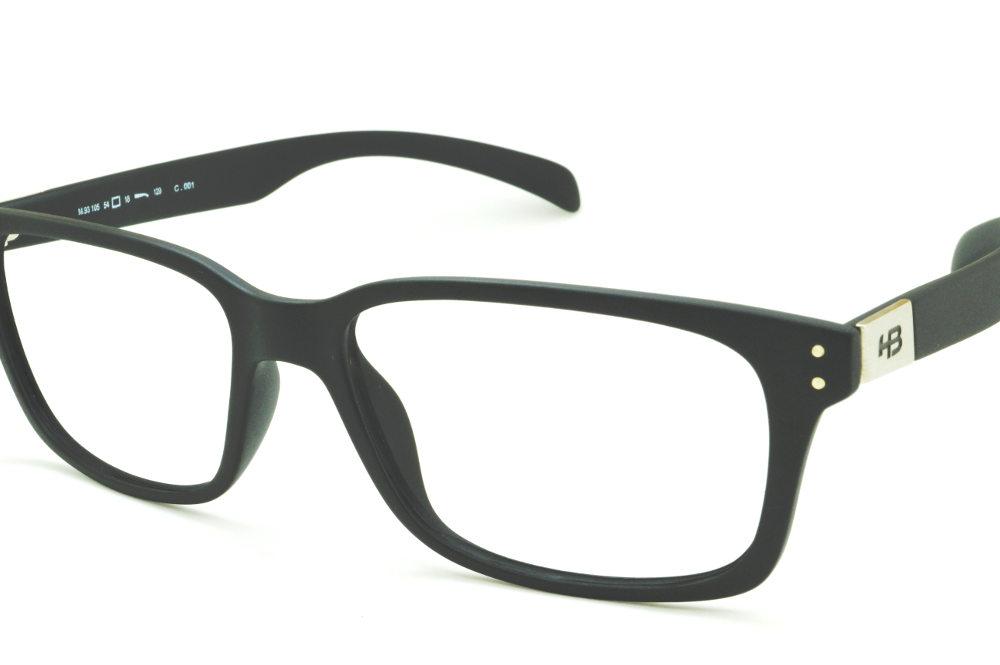Óculos de grau HB Hot Buttered quadrado preto fosco masculino
