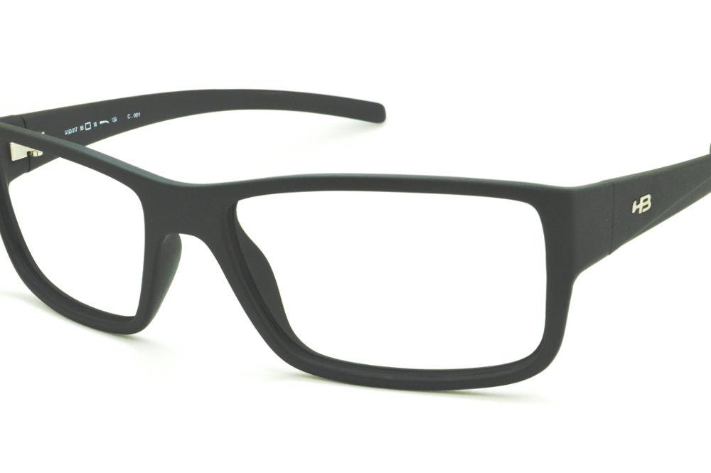 Óculos HB Hot Buttered de grau preto fosco retangular para homem