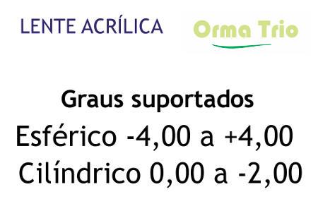 Lente Acrílica Orma Trio com Anti Reflexo para óculos com grau de miopia hipermetropia médio a alto