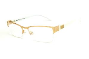 Óculos Bulget dourado em nylon com haste branca flexível de mola
