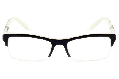 Óculos Ilusion acetato preta com haste branca flexível de mola