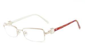 Óculos Ilusion dourado em nylon com haste brancas e efeito tecido colorido flexível de mola e strass cristal