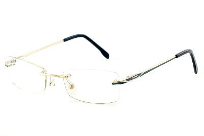 Óculos Ilusion dourado modelo parafusado com haste azul marinho e dourado
