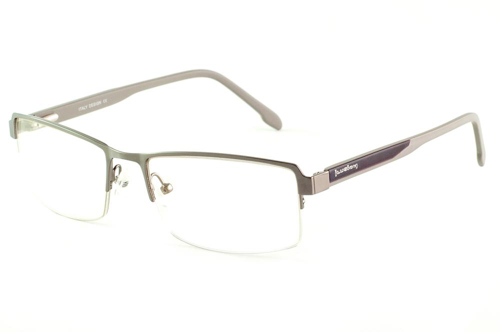 Óculos Ilusion J00632 prata metálica grafite haste cinza e roxo