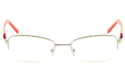 Armção de óculos de grau prata dourado fio de nylon haste branca e vermelha com strass para mulheres