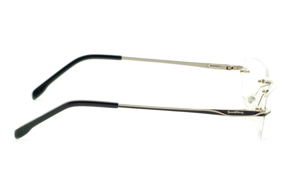 Óculos Ilusion prata modelo parafusado com haste preto e prata