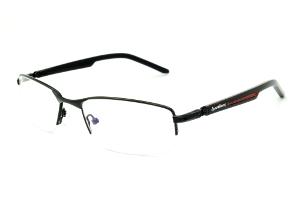 Óculos de grau Ilusion preto com haste preta e friso vermelho para homens