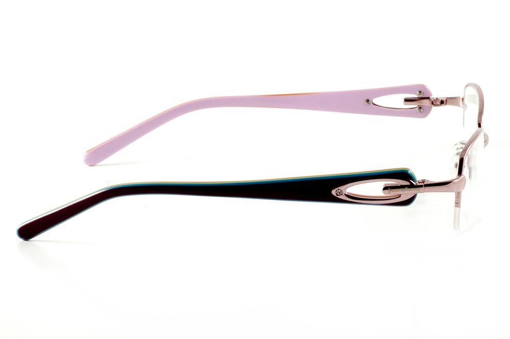 Armação de grau oval óculos Ilusion metal rosê em nylon haste colorida strass cristal para mulheres