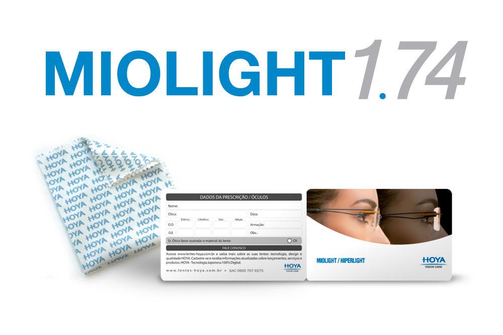 Lente Hoya Miolight Long Life 1.74 extra fina grau esférico miopia -2,00 a -10, cilíndrico 0 a -2,00