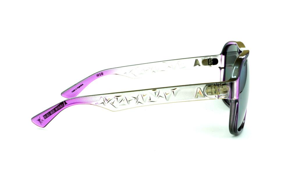 Óculos Absurda Calixtin roxo e transparente com lente cinza