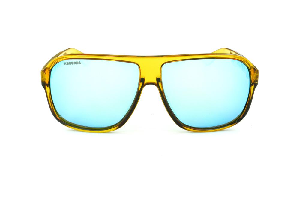 Óculos Absurda Calixto amarelo com lente azul espelhada