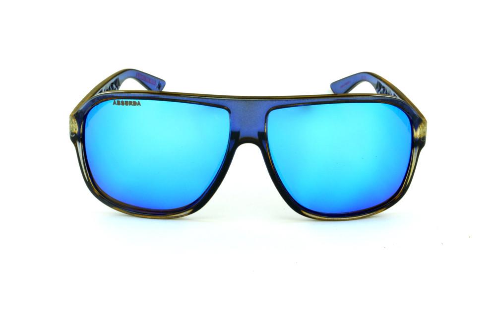 Óculos Absurda Calixto azul/café com lente espelhada