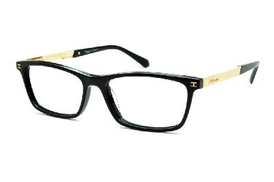 Óculos Ana Hickmann HI 6015 acetato preto com haste metal dourada