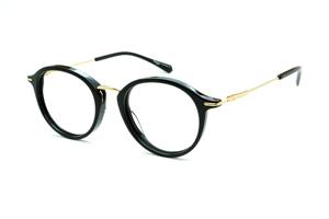 Óculos Ana Hickmann acetato preto com haste metal dourada fina para mulheres
