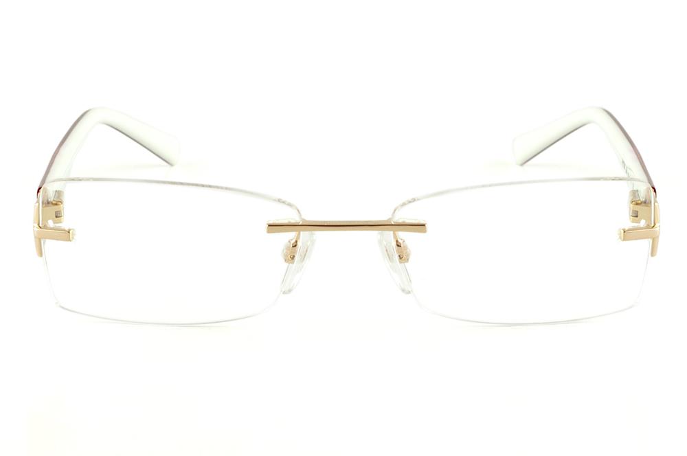 Óculos Ana Hickmann AH 1239 dourado com haste vinho e branco parafusado