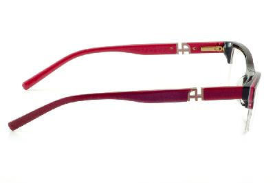 Óculos Ana Hickmann fio de nylon AH 6209 preto com haste vermelha vinho