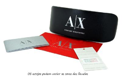 Armação de óculos de grau Armani Exchange em acetato cinza chumbo e haste metal preta masculino e feminino