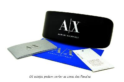 Armação de óculos de grau Armani Exchange em acetato cinza chumbo e haste metal preta masculino e feminino