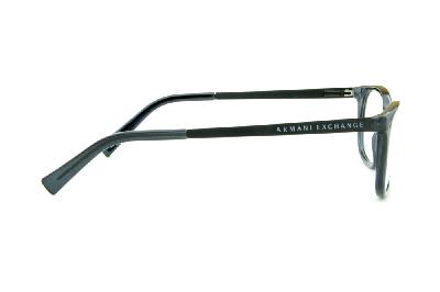 Armação de óculos de grau Armani Exchange em acetato cinza chumbo e haste metal preta masculino e feminino