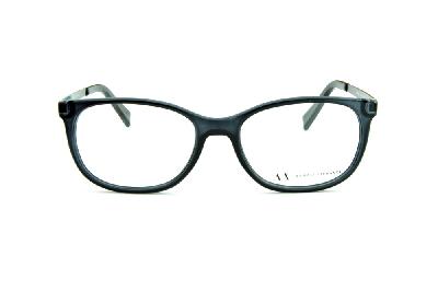 Armação de óculos de grau Armani Exchange em acetato cinza chumbo e haste metal preta masculino e feminino