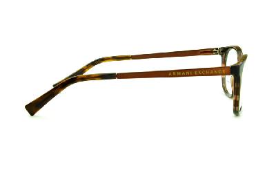Óculos Armani Exchange AX 3005 tartaruga efeito onça com hastes metal marrom e emblema amarelo