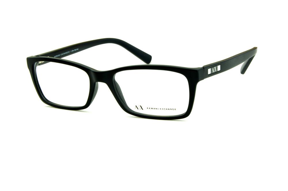 Óculos Armani Exchange AX3007 acetato preto fosco e prata nas hastes