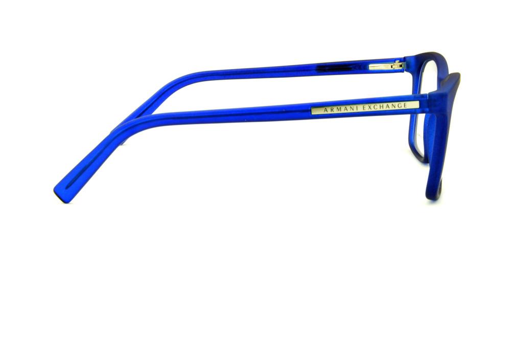 Óculos Armani Exchange AX 3012 azul royal fosco com detalhe prata nas hastes
