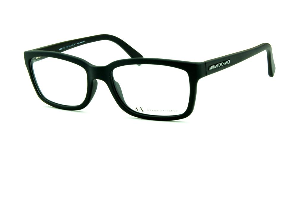 Óculos Armani Exchange AX 3022 preto fosco logo nas hastes prata