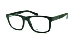 Óculos de grau Armani Exchange em acetato quadrado preto e haste cinza grafite