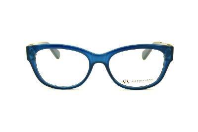 Armação de óculos de grau feminina Armani Exchange em acetato azul translúcido redondo oval