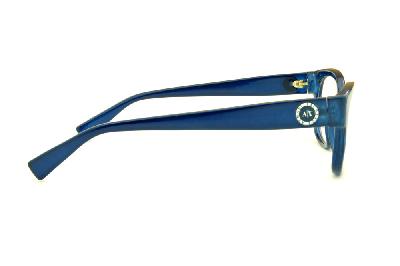 Armação de óculos de grau feminina Armani Exchange em acetato azul translúcido redondo oval