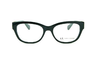 Armação de grau feminina óculos Armani Exchange em acetato preto haste larga para mulheres