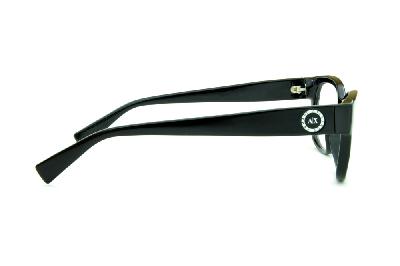 Armação de grau feminina óculos Armani Exchange em acetato preto haste larga para mulheres