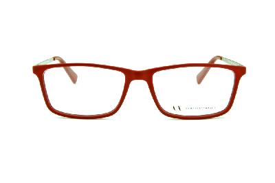 Óculos Armani Exchange AX 3027 vermelho fosco com hastes metal prata e logo vermelho