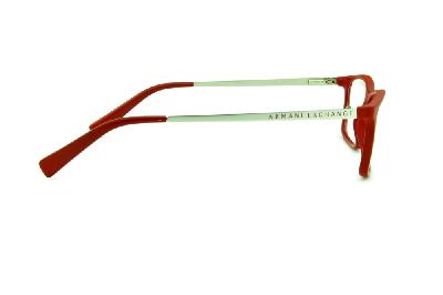 Óculos Armani Exchange AX 3027 vermelho fosco com hastes metal prata e logo vermelho