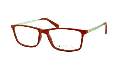 Óculos Armani Exchange AX 3027 vermelho fosco com hastes metal prata e logo vermelho