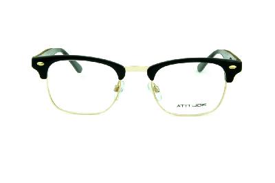 Óculos de grau Atitude modelo clubmaster preto e dourado para homens e mulheres