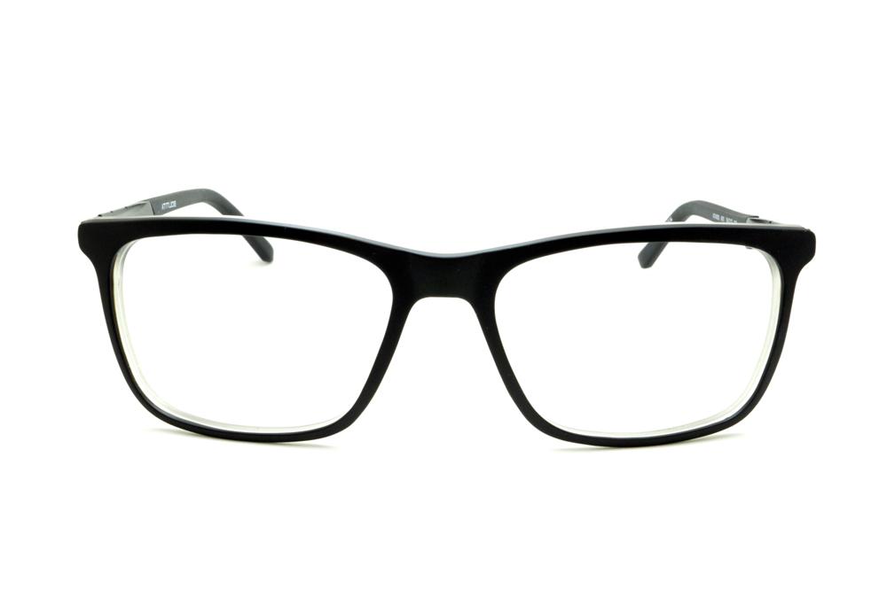 Óculos de grau Atitude em acetato preto fosco e transparente para homens