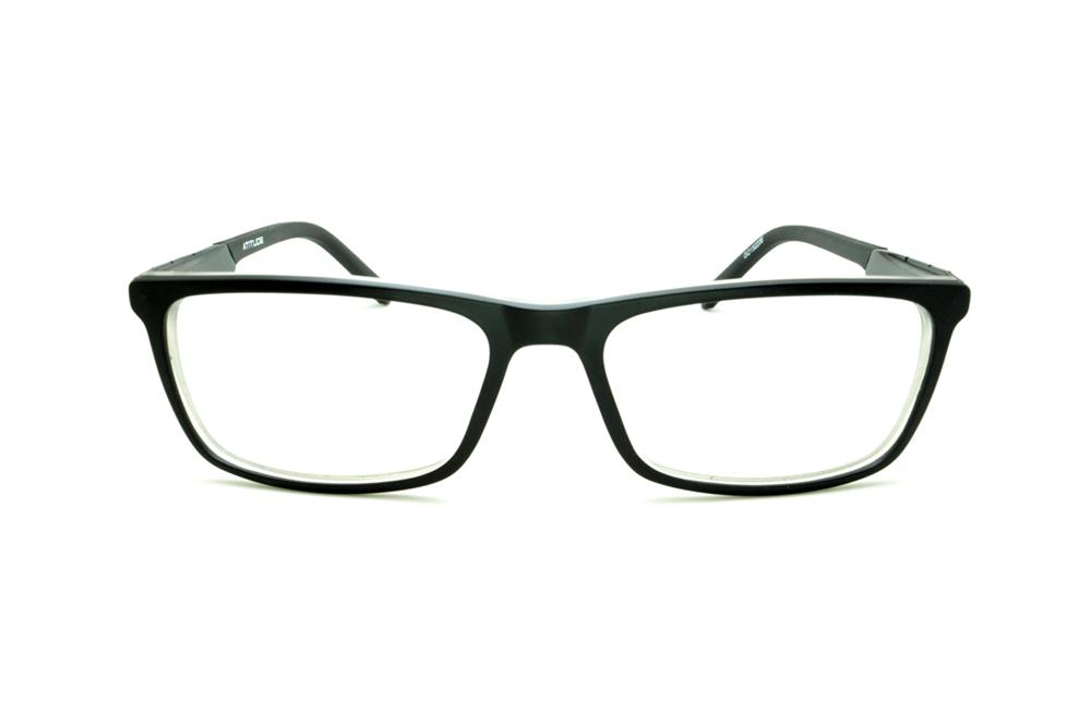 Óculos Atitude Preto fosco e transparente com haste flexível de mola