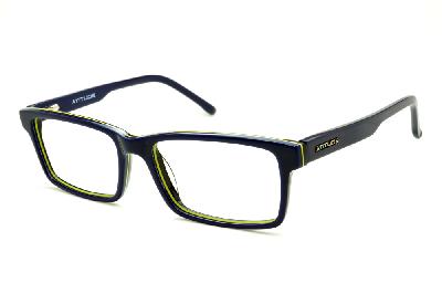 Óculos de grau Atitude acetato azul marinho e preto com friso amarelo para homens