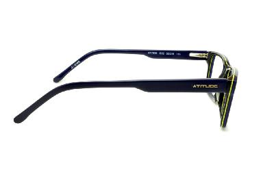 Óculos de grau Atitude acetato azul marinho e preto com friso amarelo para homens