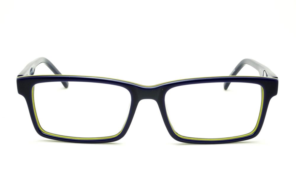 Óculos de grau Atitude acetato azul marinho e preto com friso amarelo para homens