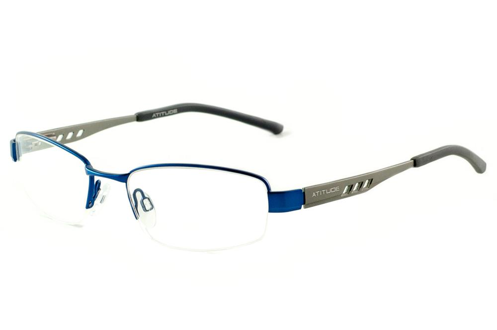 Óculos Atitude AT1531 azul royal haste cinza masculino