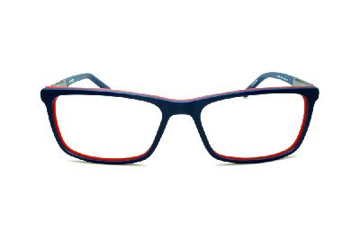Armação de óculos de grau masculino quadrado esportivo Atitude acetato azul royal e vermelho